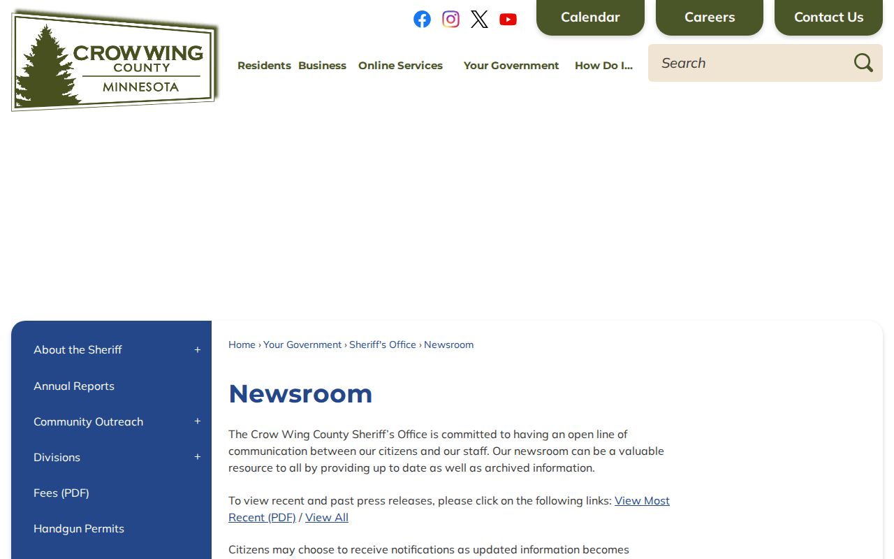 Crow Wing County Newsroom source for arrest news and official press releases